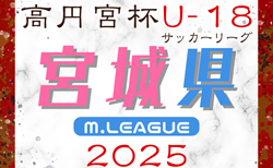 速報！2025年度 高円宮杯JFA U-18サッカーリーグ宮城（Mリーグ）4/19,20結果掲載！次回4/27,29