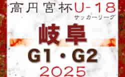 2025年度 高円宮杯 岐阜県ユースリーグ1･2部（Gリーグ） 1部 第8節 5/4結果速報！