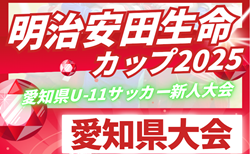2025年度 第11回明治安田生命カップ 愛知U-11新人大会 愛知県大会 やぐら表&地区代表32チーム掲載!監督会議11/22 12/14、1/16開催!組み合わせ募集