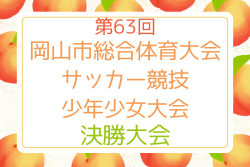 2025年度 第63回 岡山市総合体育大会サッカー競技大会少年少女大会 決勝大会  例年7月開催  組み合わせ・日程募集！