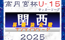2025年度 高円宮杯JFA U-15サッカーリーグ2026関西 サンライズリーグ入替戦・昇格決定戦　例年10月～開催！滋賀県代表決定！日程･組合せ情報募集