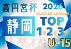 2026年度 高円宮杯 JFA U-15リーグ東海  例年3月開幕！組み合わせ募集
