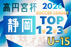 2026年度 高円宮杯 JFA U-15サッカーリーグ静岡 TOP･1･2･3部  例年2月開幕  組み合わせ募集！