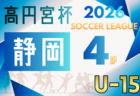 2026年度 高円宮杯 JFA U-15サッカーリーグ静岡 TOP・1・2・3部 例年2月開幕 組み合わせ募集!