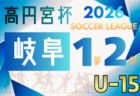 2026年度 高円宮杯 JFAU-15 サッカーリーグ岐阜 3部 例年2月開幕 組み合わせ・日程募集!