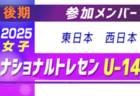 2025ナショナルトレセン女子U-14 後期 参加メンバー掲載！（1/22～25 福島県開催）