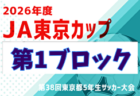 2026年度 JA東京カップ 第38回東京都5年生サッカー大会 中央大会  12/19,20,1/10開催！組合せ募集！
