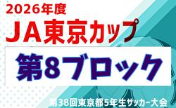 2026年度 JA東京カップ 第38回東京都5年生サッカー大会 第8ブロック 5/31結果掲載！次戦6/7