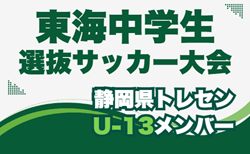 【静岡県トレセン】2025年度 第49回東海中学選抜サッカー大会 U-13参加メンバー　情報提供ありがとうございます！