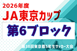 2026年度 JA東京カップ 第38回東京都5年生サッカー大会 第6ブロック 組合せ掲載！5/4,5,6開催！