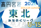2026年度 高円宮杯 JFA U-15サッカーリーグ 東北みちのくリーグ 組合せ掲載！例年4月開幕！日程募集