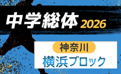 2026年度 横浜市中学総体 (神奈川県)  146チーム156校出場、組合せ掲載！6/20〜7/23開催！情報ありがとうございます！