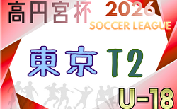 高円宮杯 JFA U-18サッカーリーグ2026東京 T2リーグ 例年4月開幕!組合せ・リーグ戦表掲載!日程募集