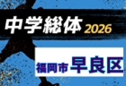 2026年度 福岡市中学校サッカー南区大会(福岡県)   組合せ掲載！6/21～7/5開催！