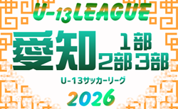2026年度 愛知県U-13サッカーリーグ1部・2部・3部 要項掲載!監督会議7/5、9月~2027/2月開催 組み合わせ募集!