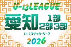 2026年度 愛知県U-13サッカーリーグ1部・2部・3部 要項掲載!監督会議7/5、9月~2027/2月開催 組み合わせ募集!