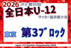 2026年度 JFA第50回全日本U-12サッカー選手権大会 東京大会第2ブロック 例年9月開催！日程・組合せ募集