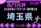 2026年度 高円宮妃杯 JFA第31回埼玉県女子ユース(U-15)サッカー大会・関東大会予選 例年9月開催!日程・組合せ募集