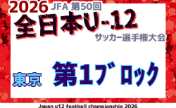 2026年度 JFA第50回全日本U-12サッカー選手権大会 東京第1ブロック 9/13開幕!トーナメント組合せ掲載!