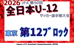 2026年度 JFA第50回全日本U-12サッカー選手権大会 東京大会第12ブロック 9/22,23〜開催!組み合わせ掲載