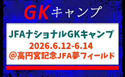 JFAナショナルGKキャンプ（2026.6.12-6.14＠高円宮記念JFA夢フィールド）メンバー・スケジュール掲載！