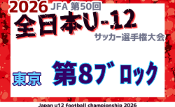 2026年度 JFA第50回全日本U-12サッカー選手権大会 東京大会第8ブロック 組み合わせ掲載 例年9月開催!日程募集