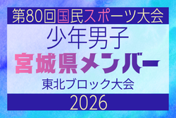 【宮城県少年男子】参加選手掲載!2026年度第53回東北総合スポーツ大会サッカー競技 兼 国民スポーツ大会東北ブロック大会 (8/7,8,9)