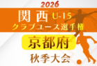 2026年度 関西クラブユースサッカー選手権（U-15）秋季大会 京都大会　例年10月開催！日程･組合せ募集