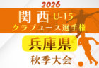 2026年度 関西クラブユースサッカー選手権(U-15)秋季大会 大阪府予選 例年10月開催!日程・組合せ募集