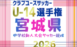 2026年度 第3回宮城県U-14地域クラブ選手権 兼 第43回宮城県中学校新人大会サッカー競技予選　9/19.20開催！組合せ掲載