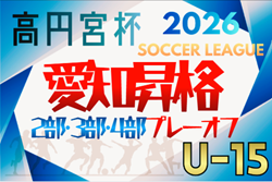 2026年度 高円宮杯 JFA U-15サッカーリーグ愛知2部･3部･4部昇格プレーオフ  例年11月･12月開催　組み合わせ・日程募集！